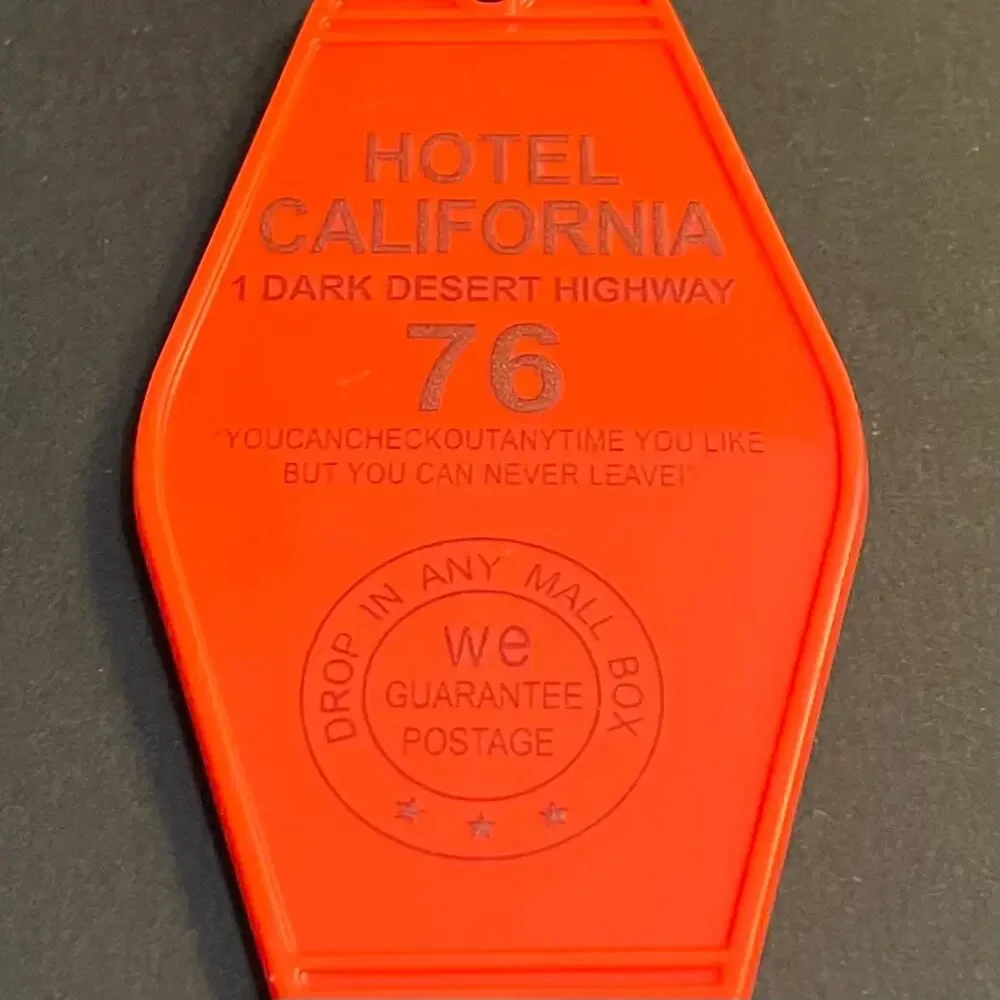 Eagles Hotel California Keychain ~ Red Orange